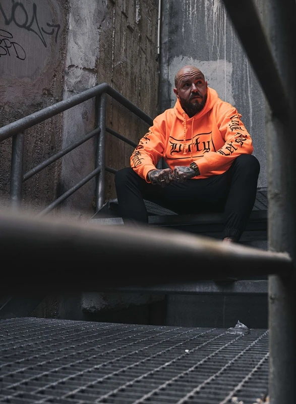 Dirty Unisex Hoodie, Neon Orange 3 Dirty Unisex Hoodie, Neon Orange – Bild 3