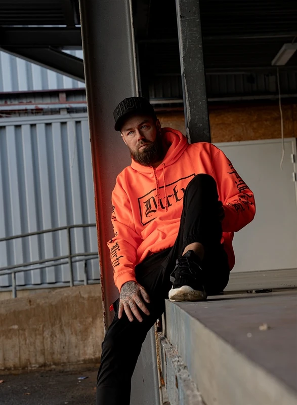 Dirty Unisex Hoodie, Neon Orange 4 Dirty Unisex Hoodie, Neon Orange – Bild 4