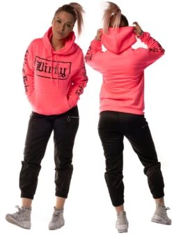 Dirty Unisex Hoodie, Neon Pink -Straßenmode Kleidung dirty unisex hoodie neon pink 1