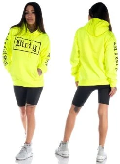 Dirty Unisex Hoodie, Neon Yellow -Straßenmode Kleidung dirty unisex hoodie neon yellow 1