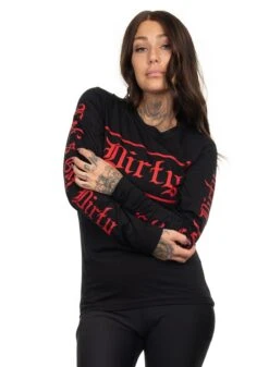 Dirty Unisex LS Tee, Black N Red