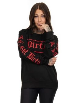 Dirty Unisex Sweatshirt, Black N Red