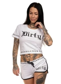 Dirty White N Black Crop Top