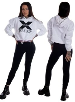 Dirty X-rated Cropped Hoodie, White 4 Dirty X-rated Cropped Hoodie, White -Straßenmode Kleidung dirty x rated cropped hoodie white 1
