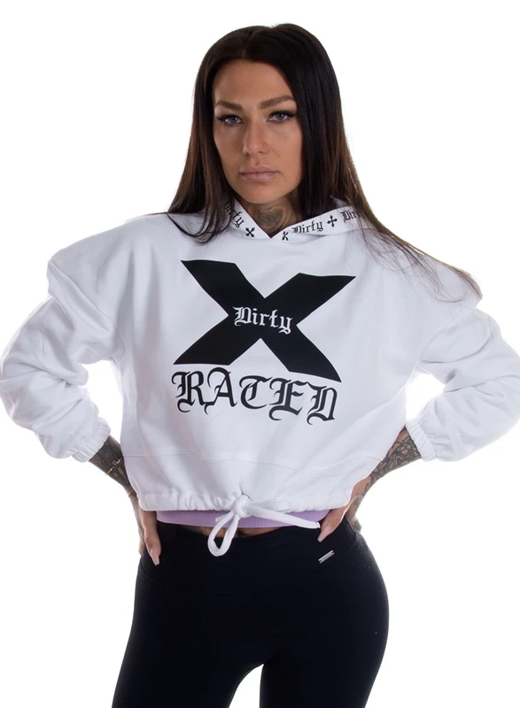 Dirty X-rated Cropped Hoodie, White 1 Dirty X-rated Cropped Hoodie, White