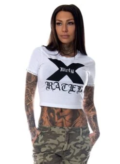 Dirty X-rated Cropped Top, White -Straßenmode Kleidung dirty x rated cropped top white 3