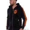 EXc 2 Stripe Velour Hoodie, Black N Orange
