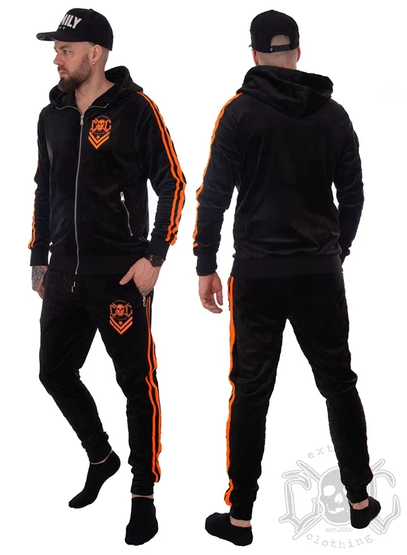 EXc 2 Stripe Velour Unisex Dress, Black N Orange 1 EXc 2 Stripe Velour Unisex Dress, Black N Orange