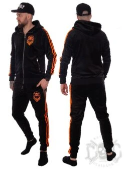 EXc 2 Stripe Velour Unisex Dress, Black N Orange