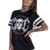 EXc Black N White Striped Skull Mesh Tee