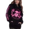 EXc E A F Cross Neck Hoodie, Black/Pink