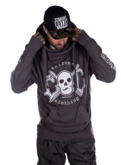 EXc E A F Cross Neck Hoodie Unisex, Grey