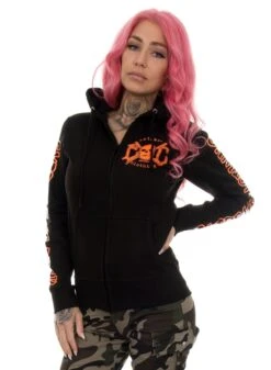 EXc E A F Girls Zip Hoodie Black N Orange