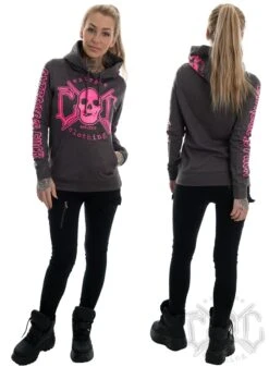 EXc E A F Hoodie, Grey N Pink -Straßenmode Kleidung exc e a f hoodie grey n pink 1