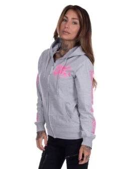 EXc E A F LOGO HOODIE Grey N Pink