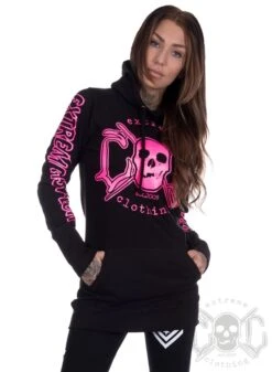 EXc E A F Long Hoodie Black N Pink