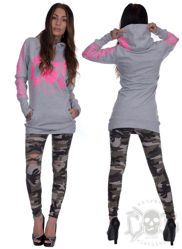 EXc E A F Long Hoodie Grey N Pink 2 EXc E A F Long Hoodie Grey N Pink – Bild 2