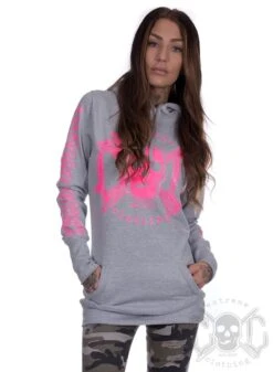 EXc E A F Long Hoodie Grey N Pink