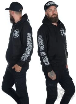 EXc E A F Men Zip Hoodie Black N White -Straßenmode Kleidung exc e a f men zip hoodie black n white 2