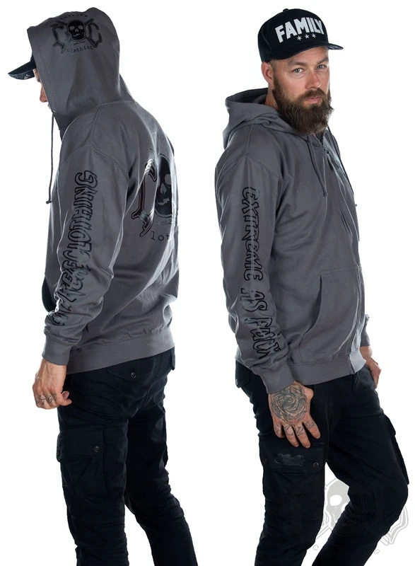 EXc E A F Men Zip Hoodie Grey N Black 3 EXc E A F Men Zip Hoodie Grey N Black – Bild 3