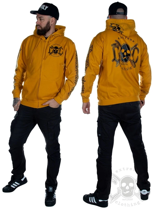 EXc E A F Men Zip Hoodie, Mustard/Black 2 EXc E A F Men Zip Hoodie, Mustard/Black – Bild 2
