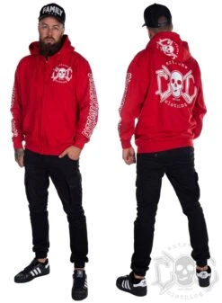 EXc E A F Men Zip Hoodie Red N White -Straßenmode Kleidung exc e a f men zip hoodie red n white 1