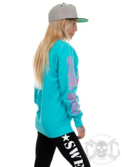 EXc E A F Pink Sweatshirt, Surf Blue -Straßenmode Kleidung exc e a f pink sweatshirt surf blue 2
