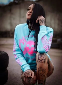 EXc E A F Pink Sweatshirt, Surf Blue -Straßenmode Kleidung exc e a f pink sweatshirt surf blue 3
