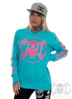EXc E A F Pink Sweatshirt, Surf Blue