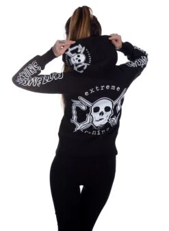 EXc E A F Zip Logo Hoodie Black N White