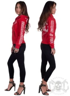 EXc E A F Zip Logo Hoodie Red/White -Straßenmode Kleidung exc e a f zip logo hoodie redwhite 2