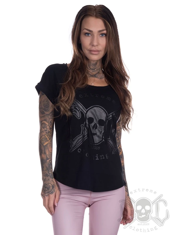 EXc Loose Black On Black Skull Tee 1 EXc Loose Black On Black Skull Tee