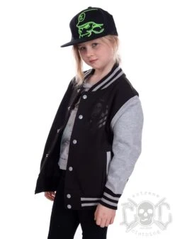 EXc New Skull Kids Varsity Jacket, Black/Grey