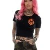 EXc New Skull Logo Cropped Tee, Black N Orange