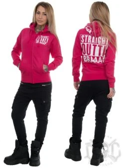 Straßenmode Kleidung -Straßenmode Kleidung exc s o braaap girly zip hoodie hot pink 4