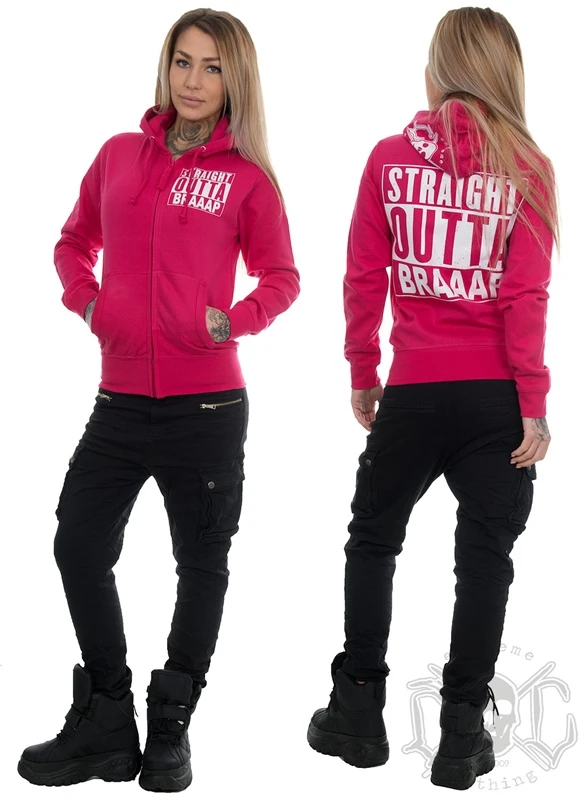 EXc S O Braaap Girly Zip Hoodie, Hot Pink 2 EXc S O Braaap Girly Zip Hoodie, Hot Pink – Bild 2