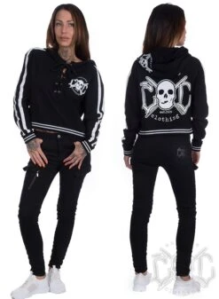 EXc Short Lace Up Logo Hoodie, Black -Straßenmode Kleidung exc short lace up logo hoodie black 1