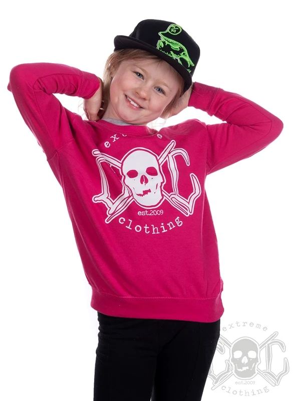 EXc Skull Kids Sweatshirt, Pink 1 EXc Skull Kids Sweatshirt, Pink