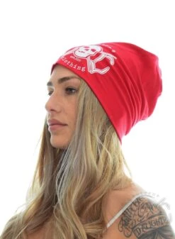 EXc Skull Logo Beanie, Red -Straßenmode Kleidung exc skull logo beanie red 3