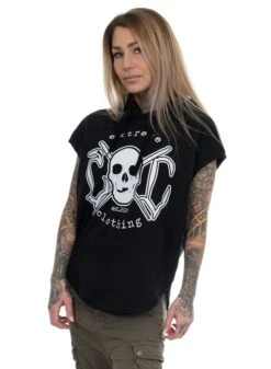 EXc Skull Logo Sleeveless Hoodie, Black