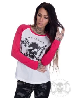 EXc Skull Raglan, Wht/Pink