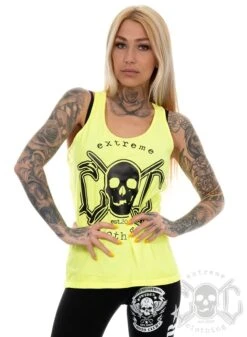 EXc Skull Women Tank, Neon Yellow