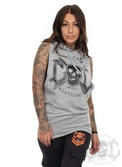 EXc Sleeveless Unisex Muscle Hoodie, Grey N Black