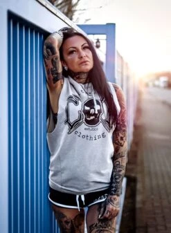 EXc Sleeveless Unisex Muscle Hoodie, Grey N Black -Straßenmode Kleidung exc sleeveless unisex muscle hoodie grey n black 3