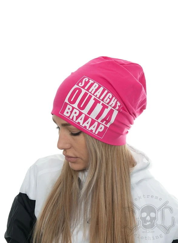 EXc Straight Outta Braaap Beanie, Pink 1 EXc Straight Outta Braaap Beanie, Pink