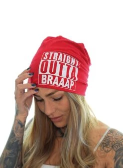EXc Straight Outta Braaap Beanie, Red -Straßenmode Kleidung exc straight outta braaap beanie red 5