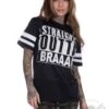 EXc Straight Outta Braaap Mesh Stripe Tee, Black
