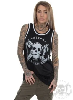 EXc Unisex Skull Mesh Tank Top, Black