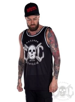 EXc Unisex Skull Mesh Tank Top, Black