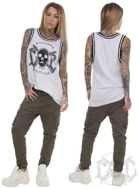 EXc Unisex Skull Mesh Tank Top, White 2 EXc Unisex Skull Mesh Tank Top, White – Bild 2